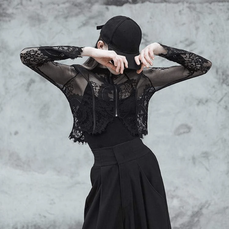 Damen Goth Floral Lace kurze Jacken