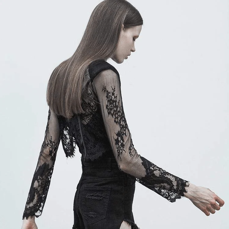 Damen Goth Floral Lace kurze Jacken