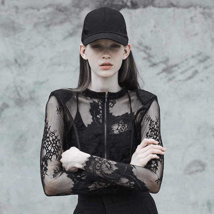 Damen Goth Floral Lace kurze Jacken