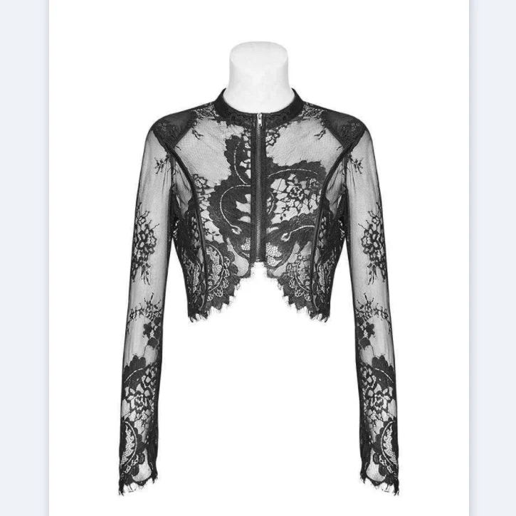 Damen Goth Floral Lace kurze Jacken