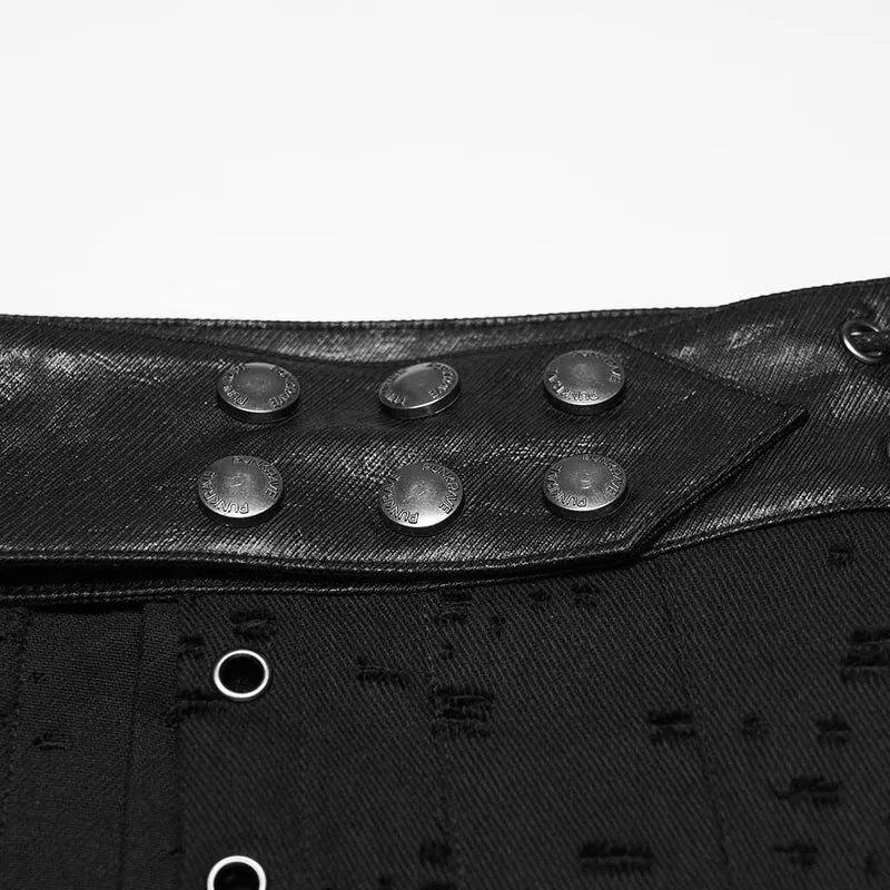 Punk-Rock für Herren, unregelmäßig, zerrissen, plissiert