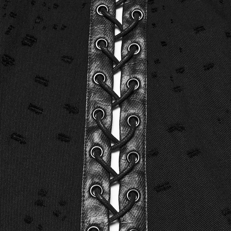 Punk-Rock für Herren, unregelmäßig, zerrissen, plissiert