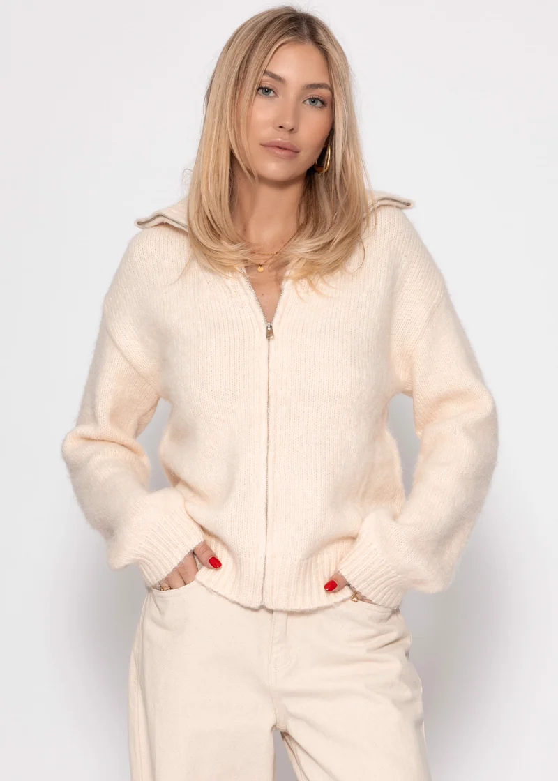Cardigan mit Reißverschluss - offwhite