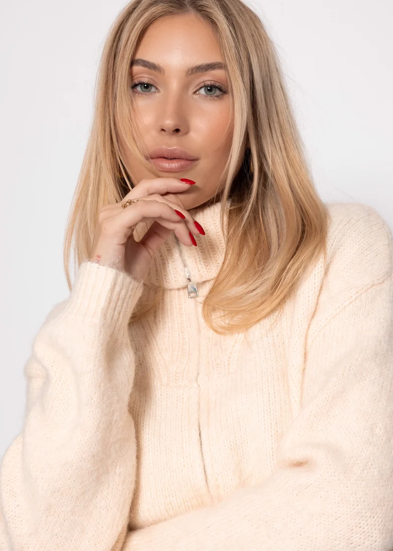 Cardigan mit Reißverschluss - offwhite