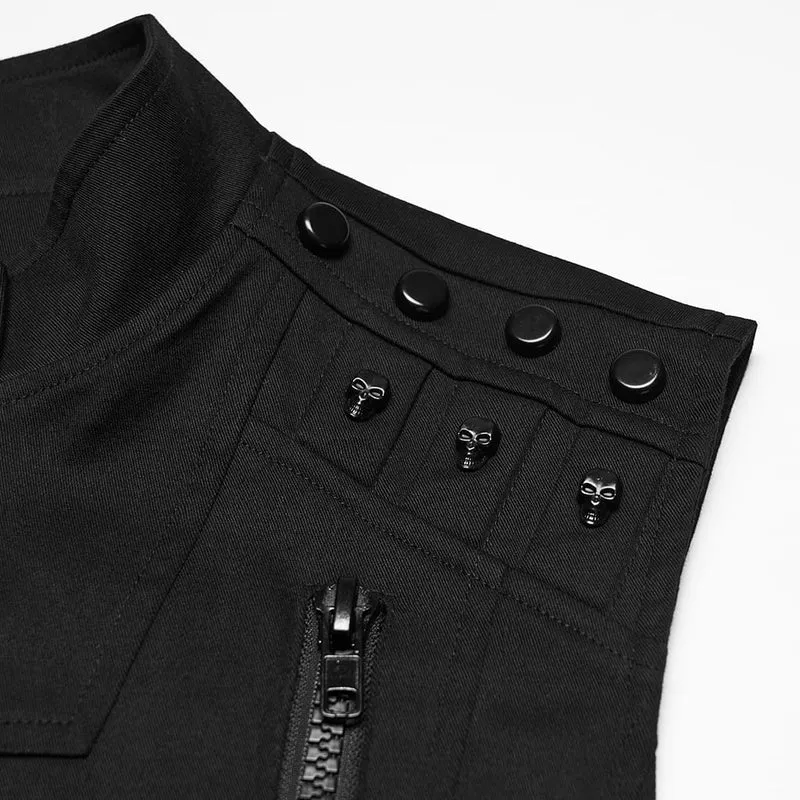 Cyberpunk-Weste für Herren mit Totenkopf-Nieten und Reißverschluss