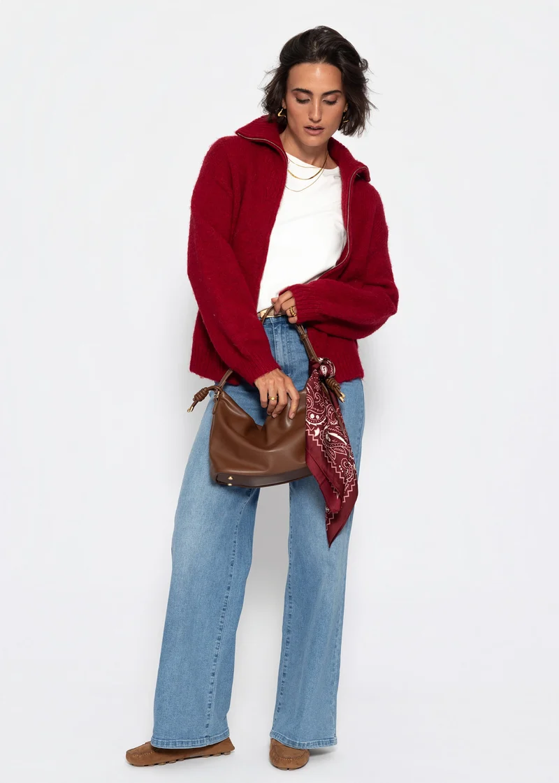 Cardigan mit Reißverschluss - burgundy