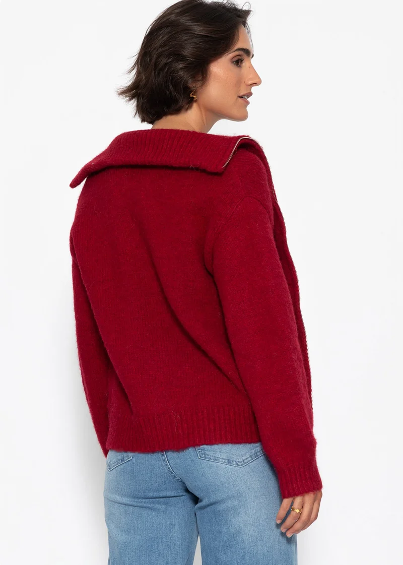 Cardigan mit Reißverschluss - burgundy