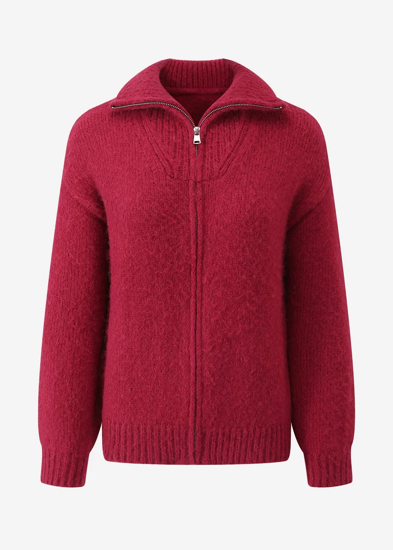 Cardigan mit Reißverschluss - burgundy