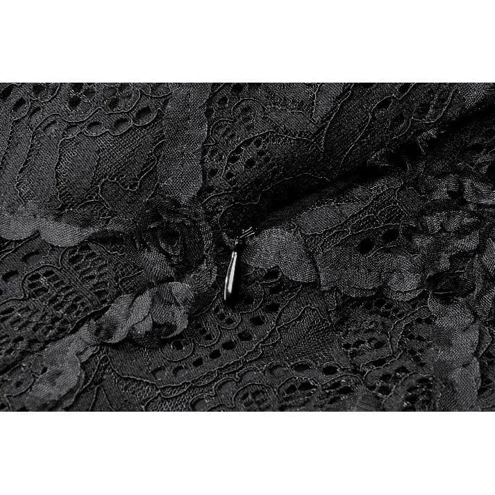 Gothic-Kurzkleid für Damen mit Blumenmuster, transparentem Mesh-Einsatz und Kreuzmuster