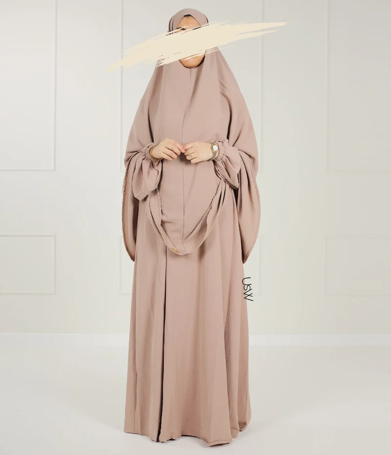 Klassischer Hip-Khimar mit Reißverschluss – Sandy Taupe