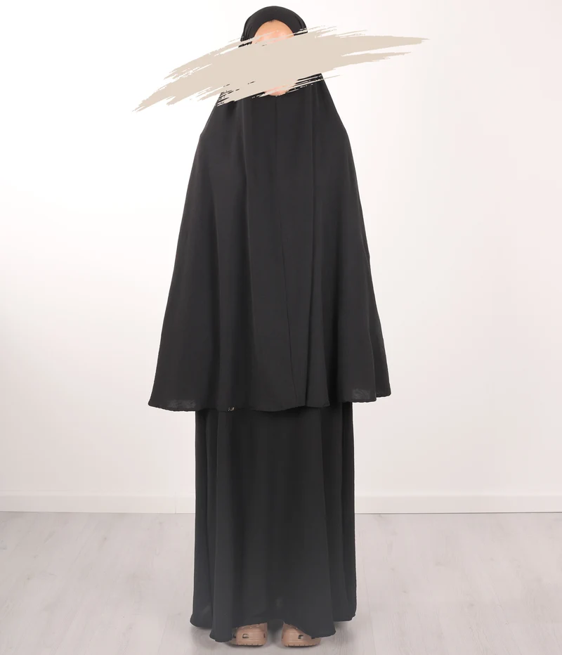 Klassischer, angesagter Khimar Waraqa – Schwarz