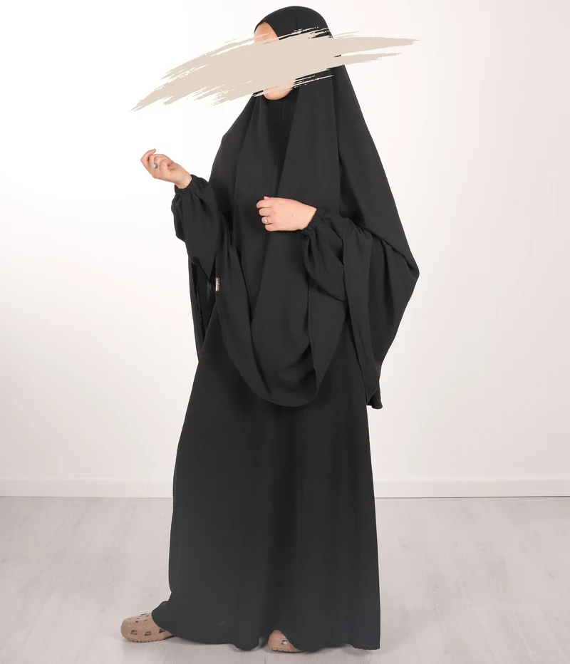 Klassischer, angesagter Khimar Waraqa – Schwarz
