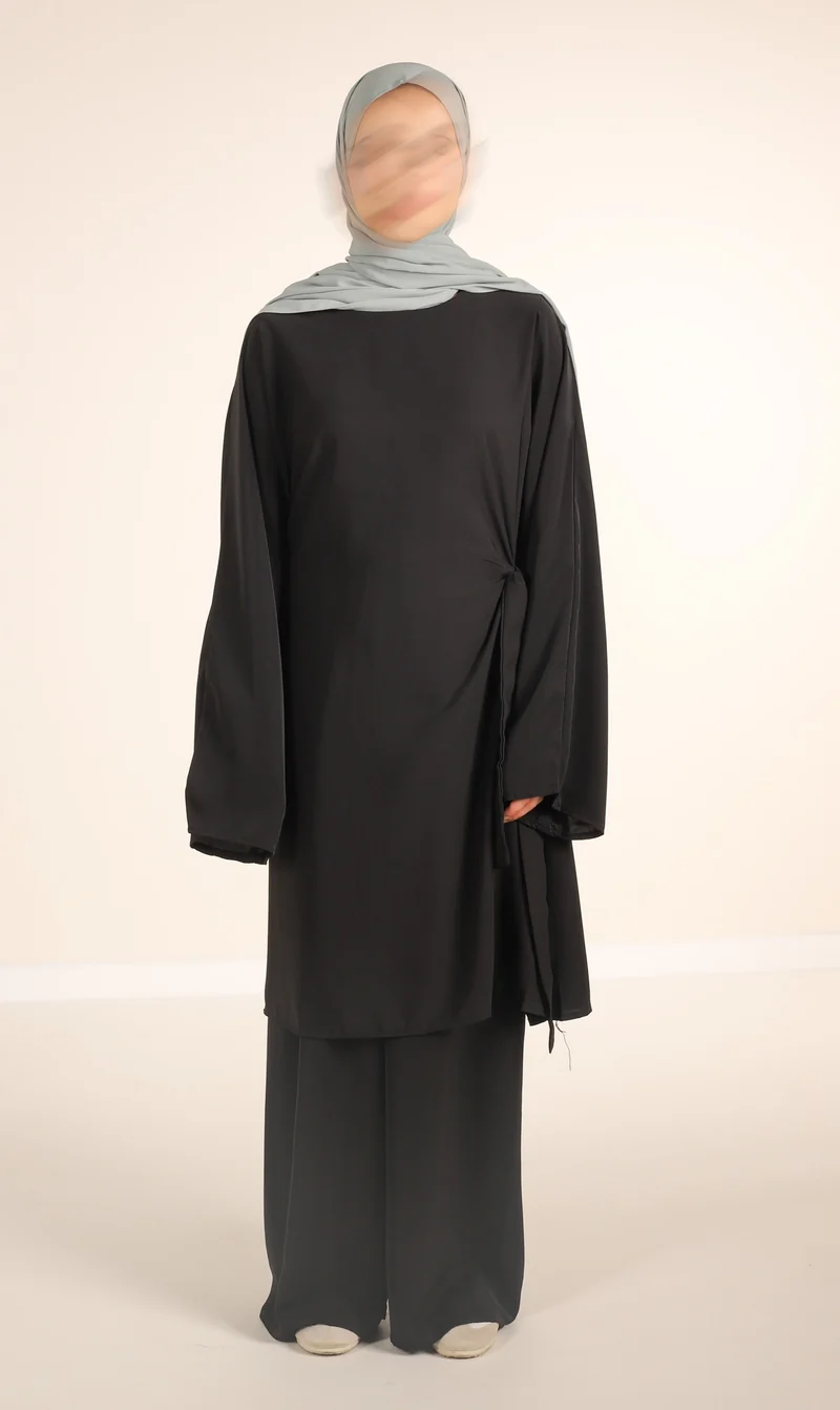 Medini Seiden-2-teiliges Set – Schwarz