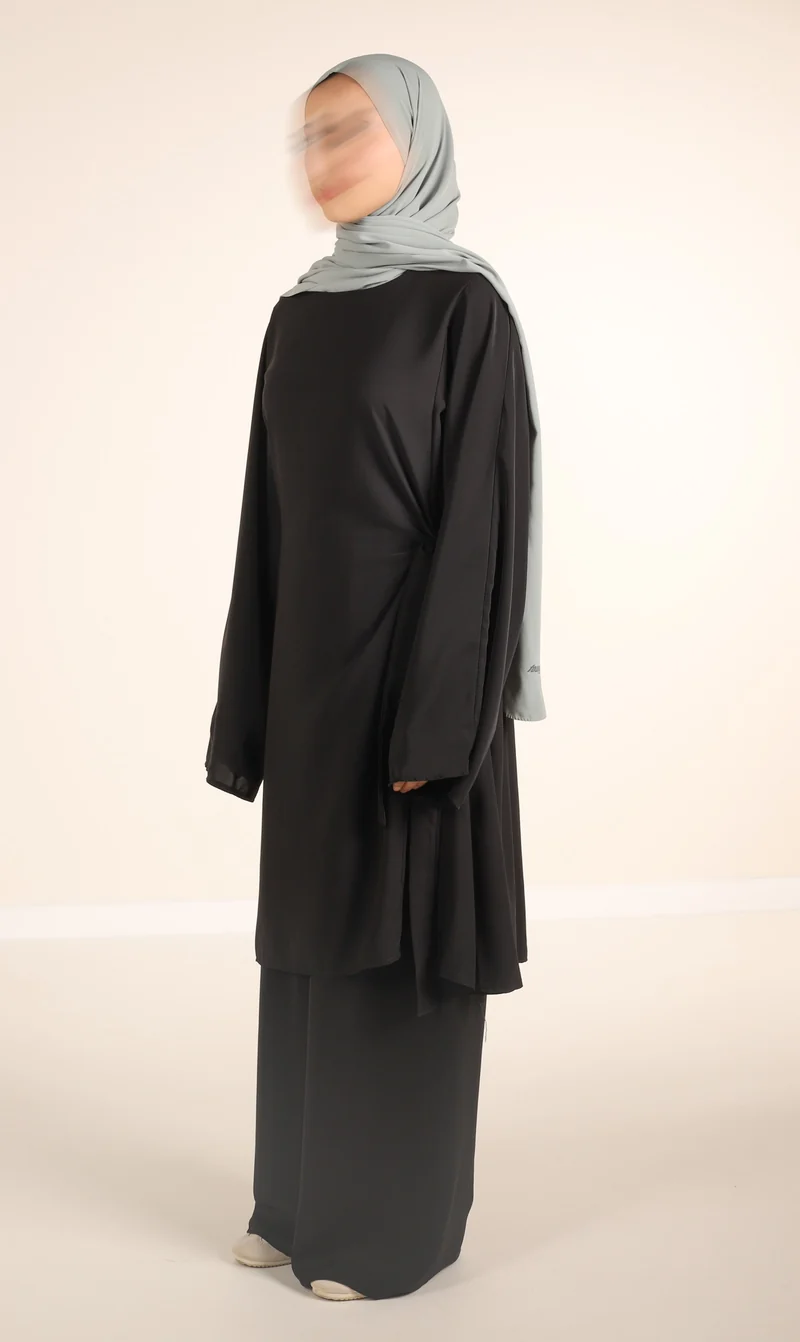 Medini Seiden-2-teiliges Set – Schwarz