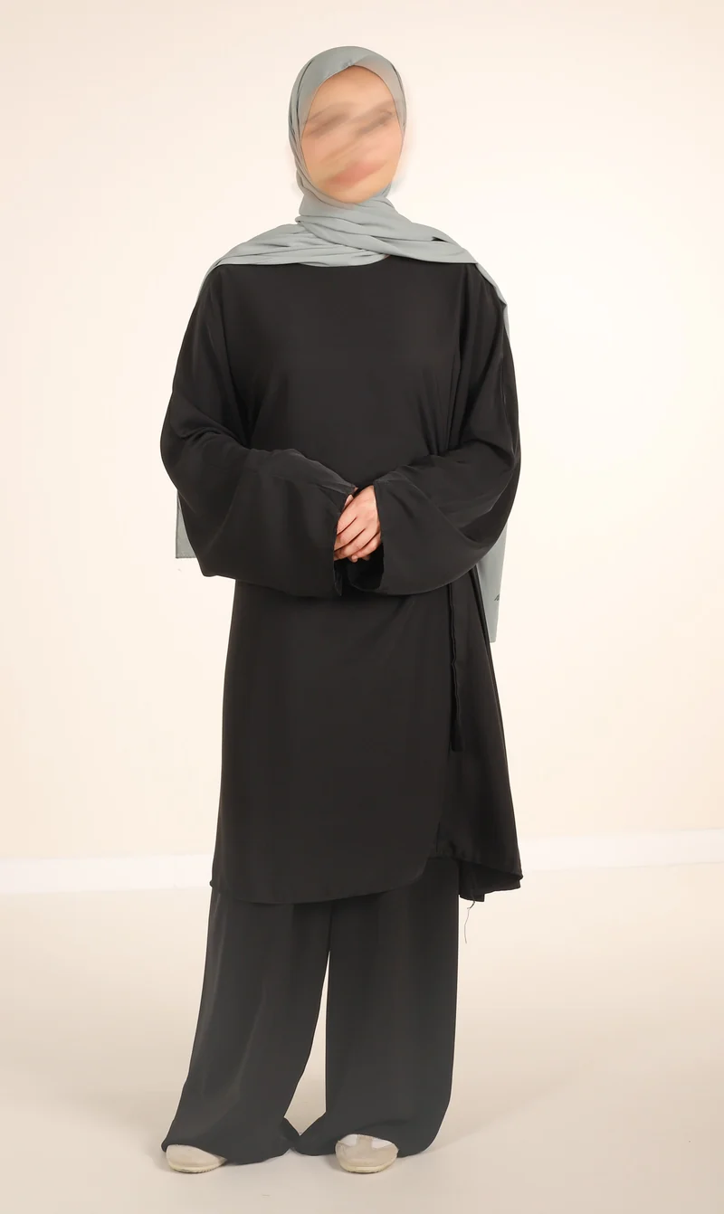 Medini Seiden-2-teiliges Set – Schwarz