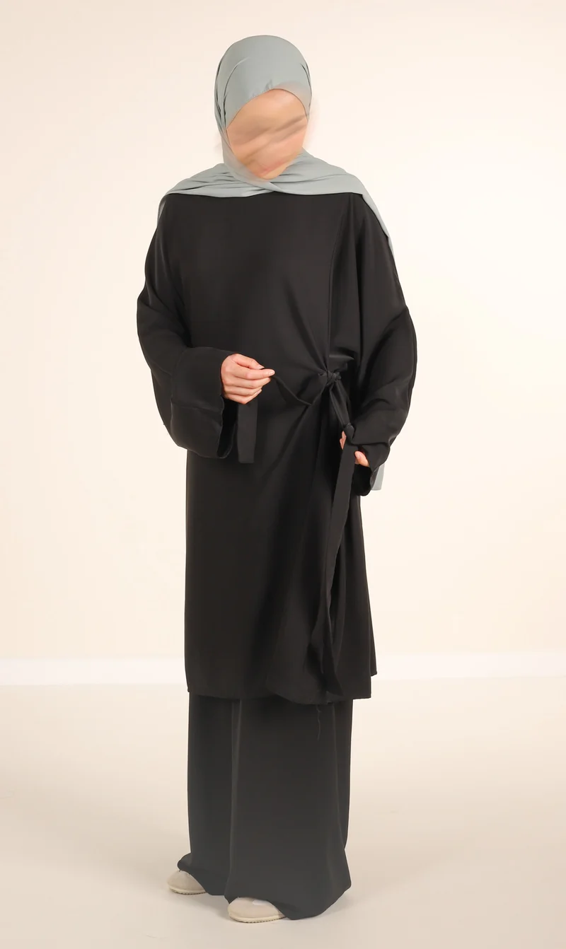 Medini Seiden-2-teiliges Set – Schwarz