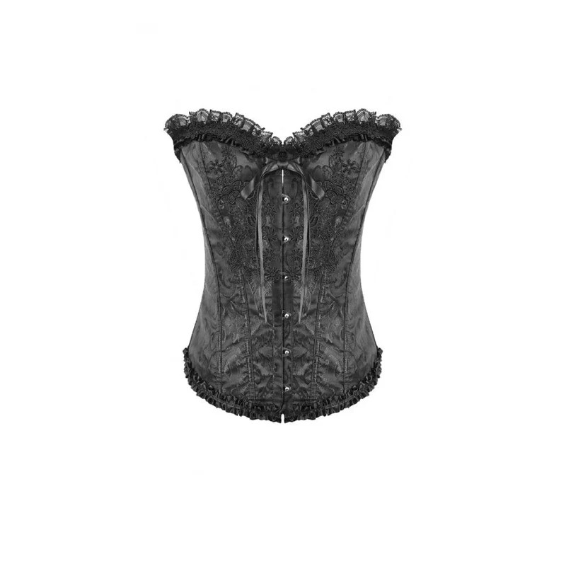 Gothic-Jacquard-Dekorsett für Damen mit Schnürung und Überbrustumfang