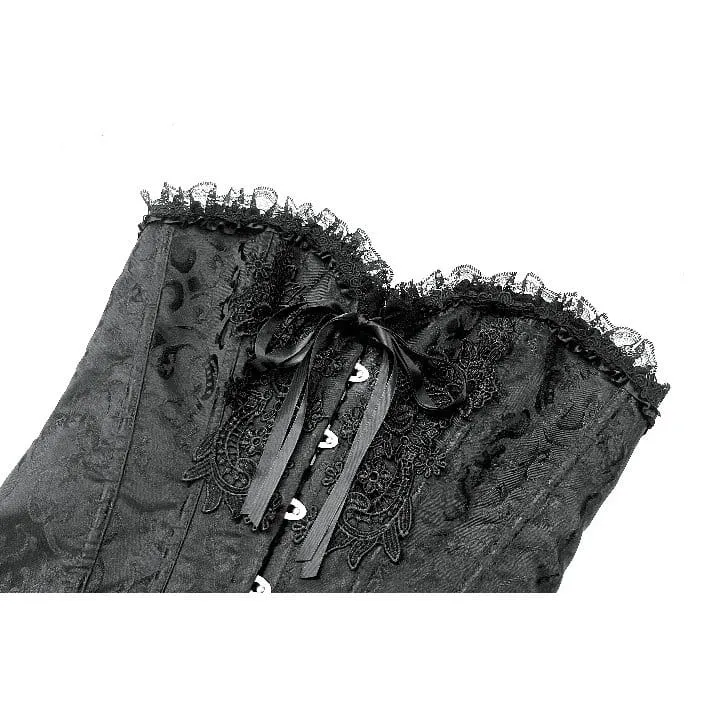 Gothic-Jacquard-Dekorsett für Damen mit Schnürung und Überbrustumfang