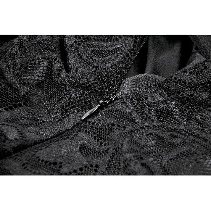 Gothic-Rüschenkleid mit asymmetrischem Saum und Spitze für Damen, Abschlusskleid