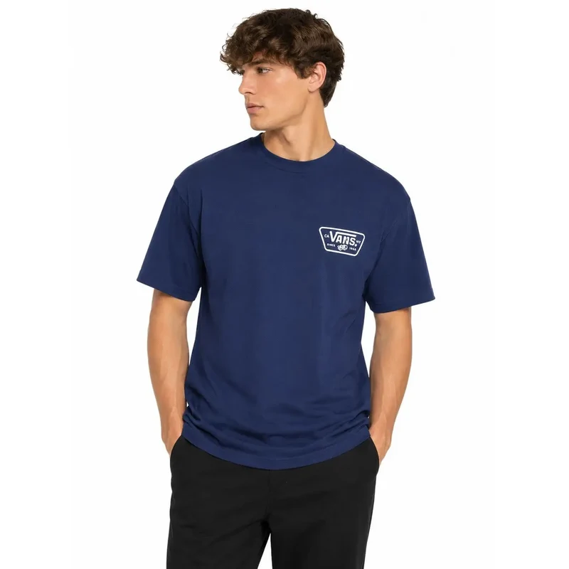 Vans Herren Baumwoll-T-Shirt Blau Rundhals