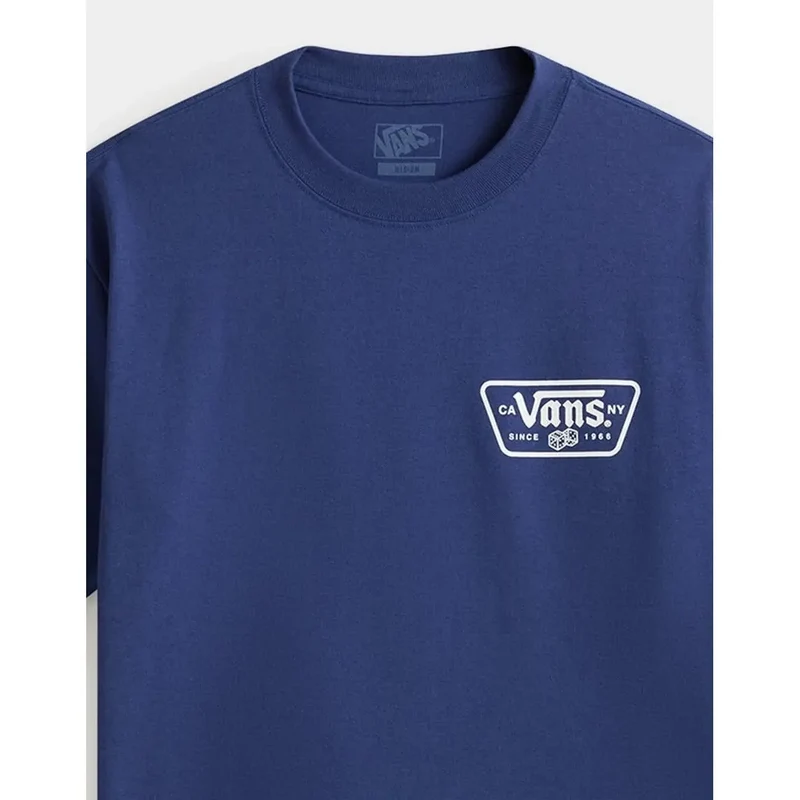 Vans Herren Baumwoll-T-Shirt Blau Rundhals