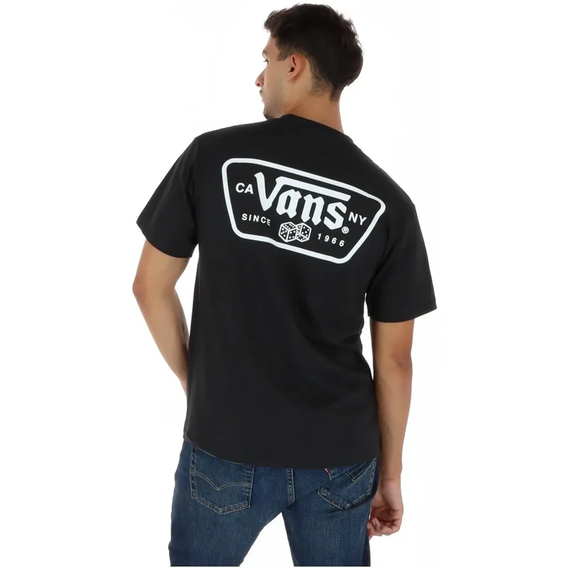 Vans Herren Baumwoll-T-Shirt Schwarz Rundhals