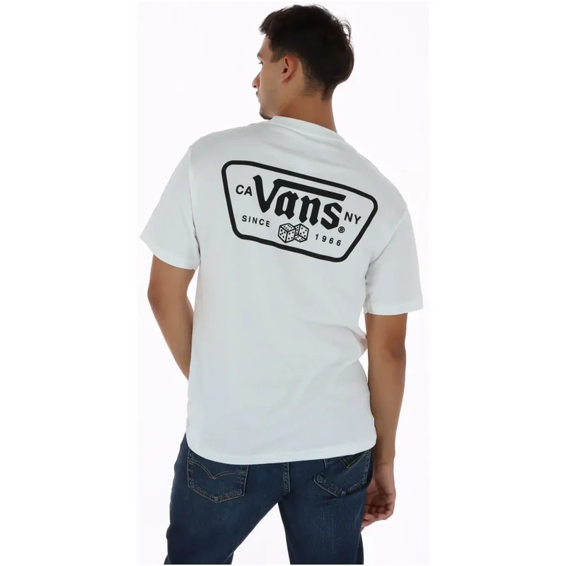 Vans Herren Baumwoll-T-Shirt Weiß Rundhals
