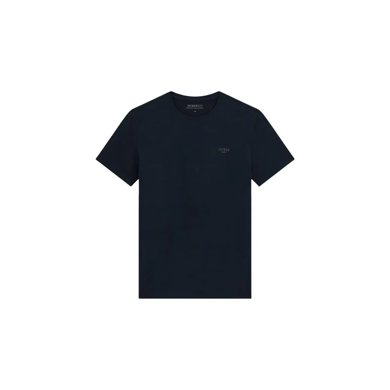 Guess Herren Blaues Baumwoll-T-Shirt mit Rundhalsausschnitt, extra schmal geschnitten