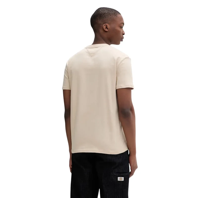 Tommy Hilfiger Herren T-Shirt aus Bio-Baumwolle, beige, Kurzarm