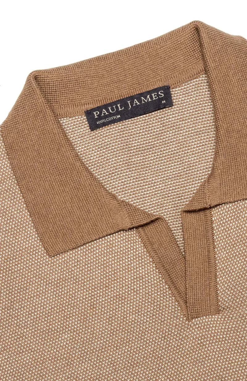 Leichtes Herren-Poloshirt mit Wabenmuster aus 100 % Baumwolle ohne Knöpfe