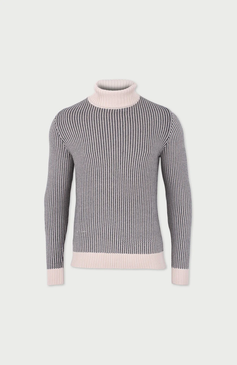 Rollkragenpullover für Herren aus 100 % Baumwolle mit Fischer-Biegestich