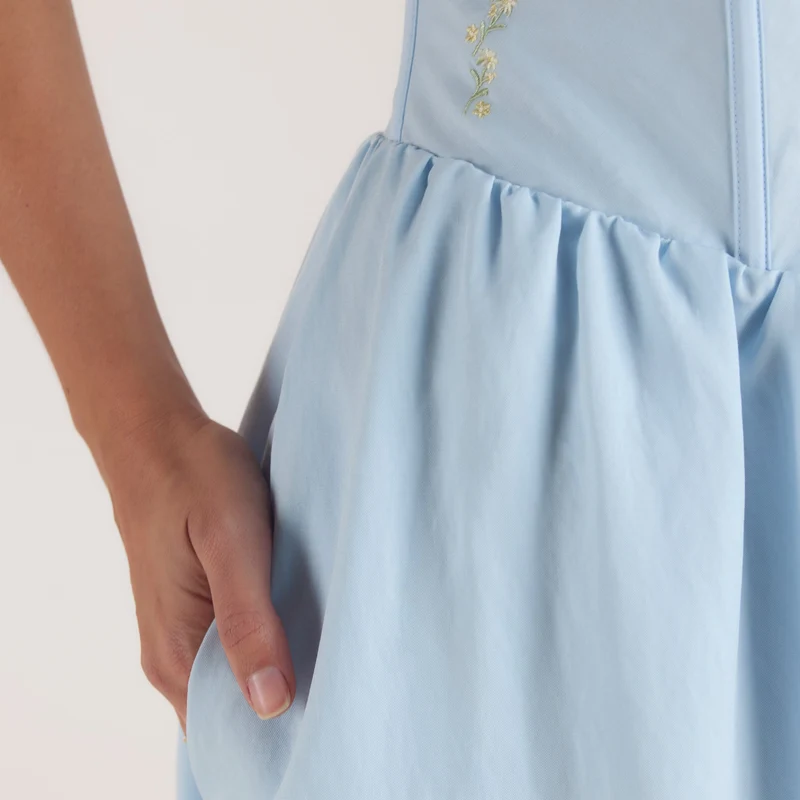Maxikleid mit Korsetterie - Blau