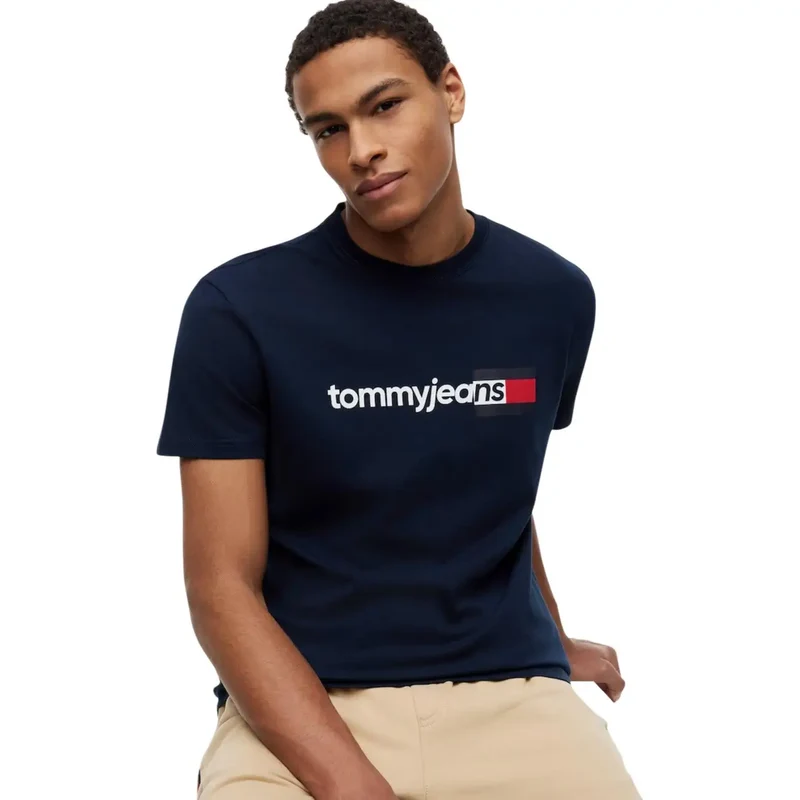 Tommy Hilfiger Herren T-Shirt aus blauer Bio-Baumwolle