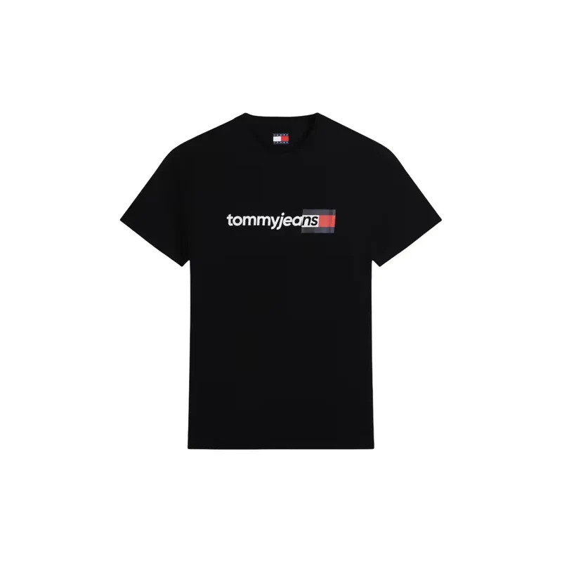 Tommy Hilfiger Schwarzes Herren-T-Shirt aus Baumwolle mit Rundhalsausschnitt
