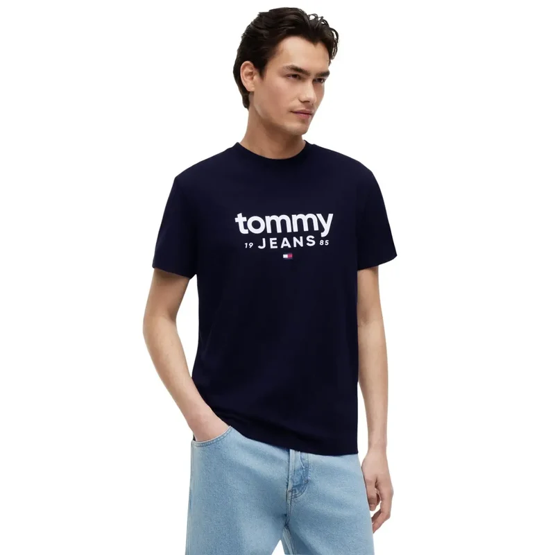 Tommy Hilfiger Herren T-Shirt aus blauer Bio-Baumwolle
