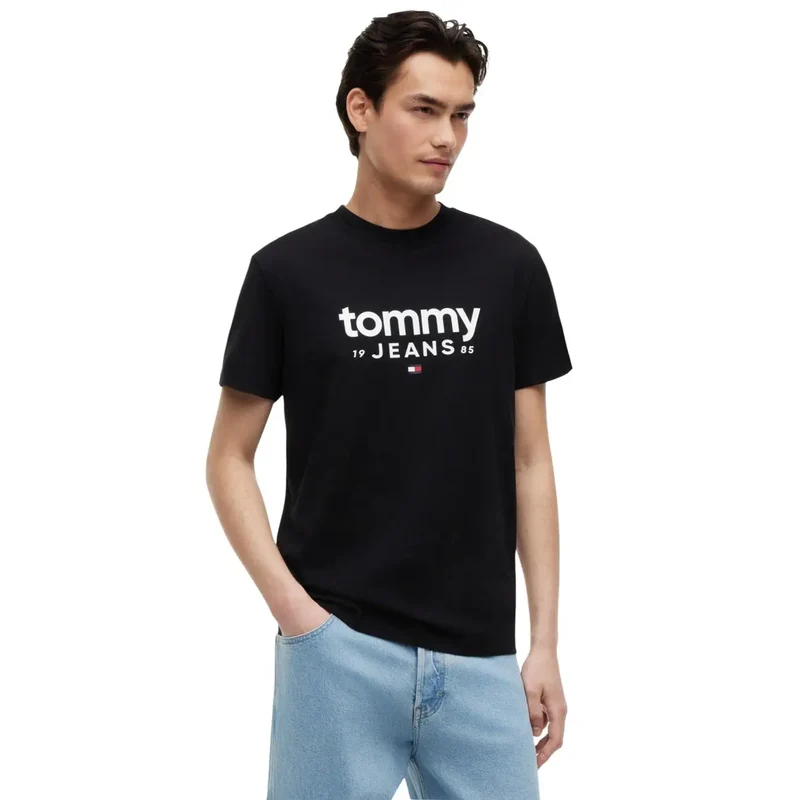 Tommy Hilfiger Schwarzes T-Shirt für Herren aus Bio-Baumwolle