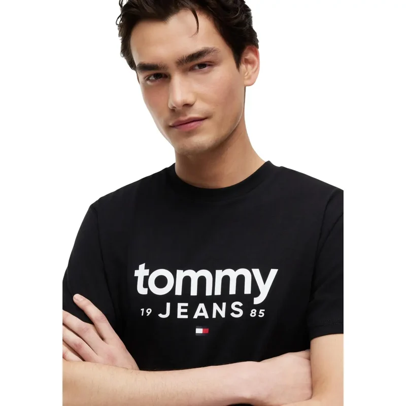 Tommy Hilfiger Schwarzes T-Shirt für Herren aus Bio-Baumwolle