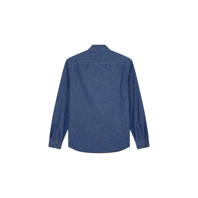 Armani Exchange Herrenhemd aus blauer Baumwolle, klassisch lang