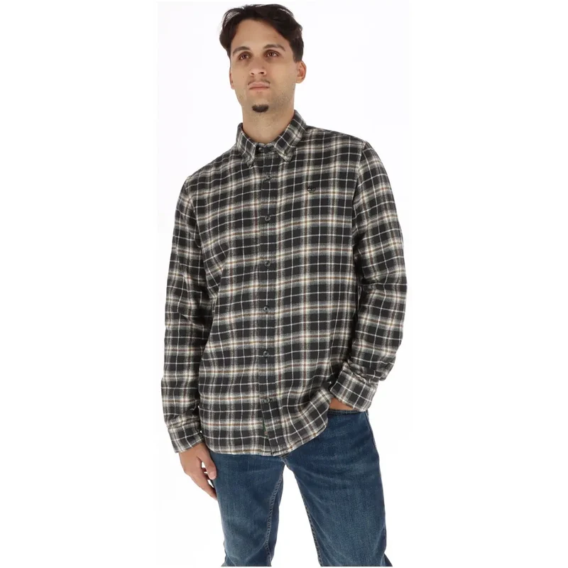 Timberland Herren kariertes Baumwollhemd Schwarz