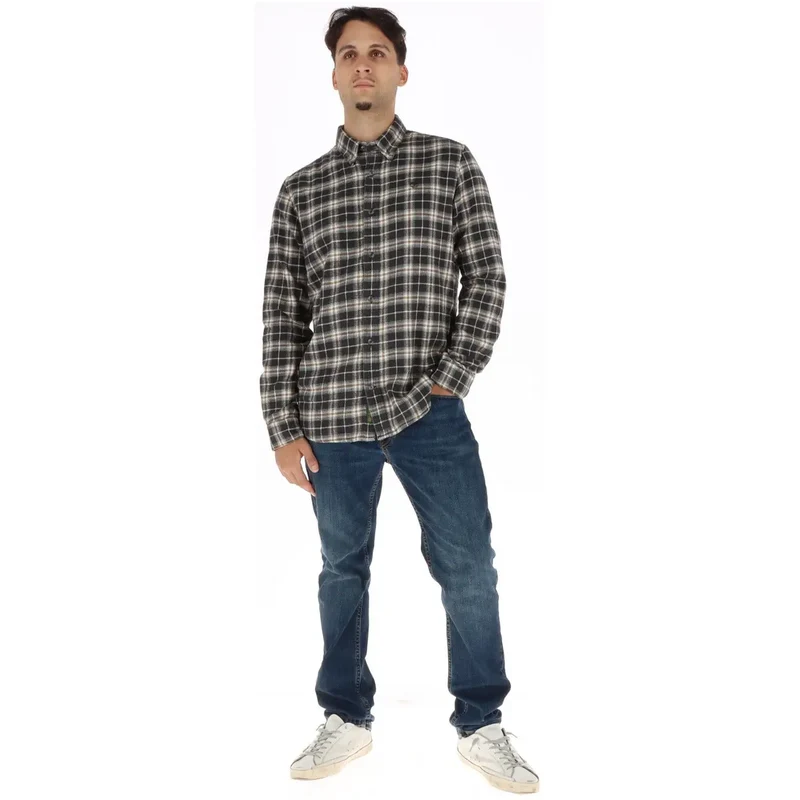 Timberland Herren kariertes Baumwollhemd Schwarz