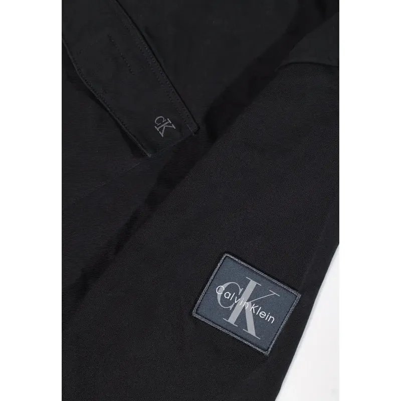 Calvin Klein Schwarzes Herrenhemd aus Baumwolle, klassisch, langärmelig