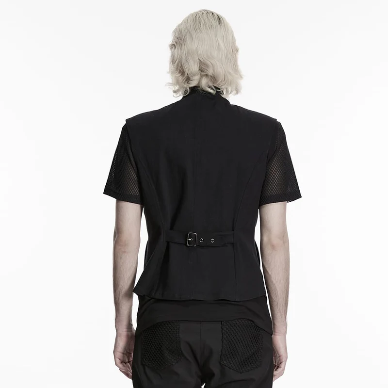 Punk-Weste für Herren mit Schnallenriemen und Cut-outs