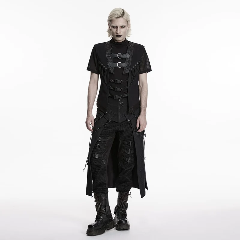 Punk-Weste für Herren mit Schnallenriemen und Cut-outs
