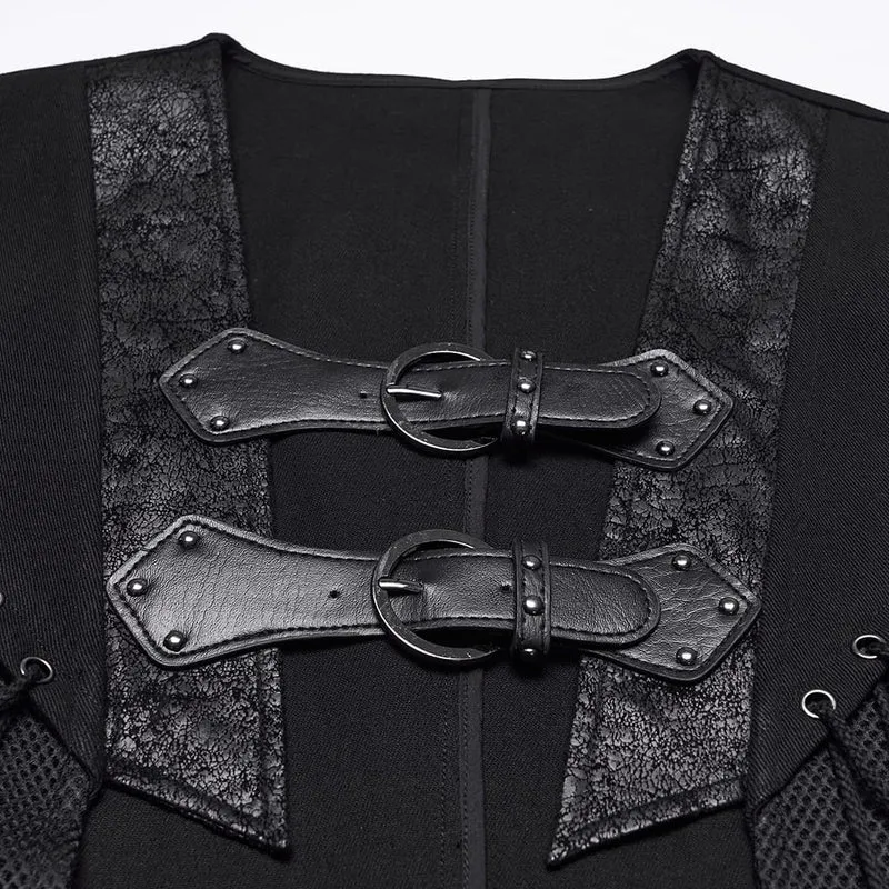 Punk-Weste für Herren mit Schnallenriemen und Cut-outs