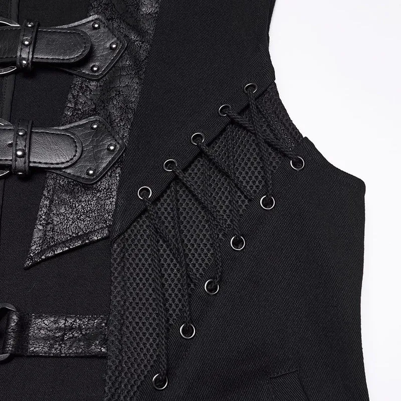 Punk-Weste für Herren mit Schnallenriemen und Cut-outs
