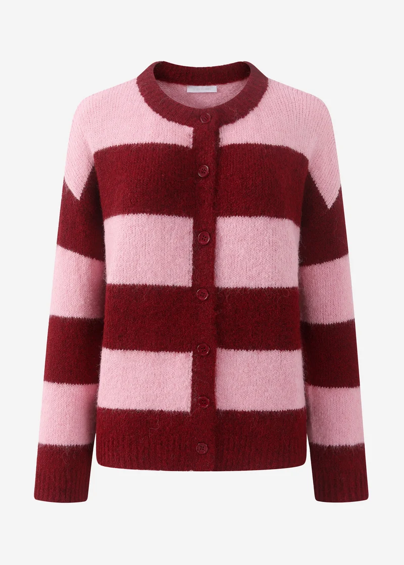 Cardigan mit Blockstreifen - burgundy
