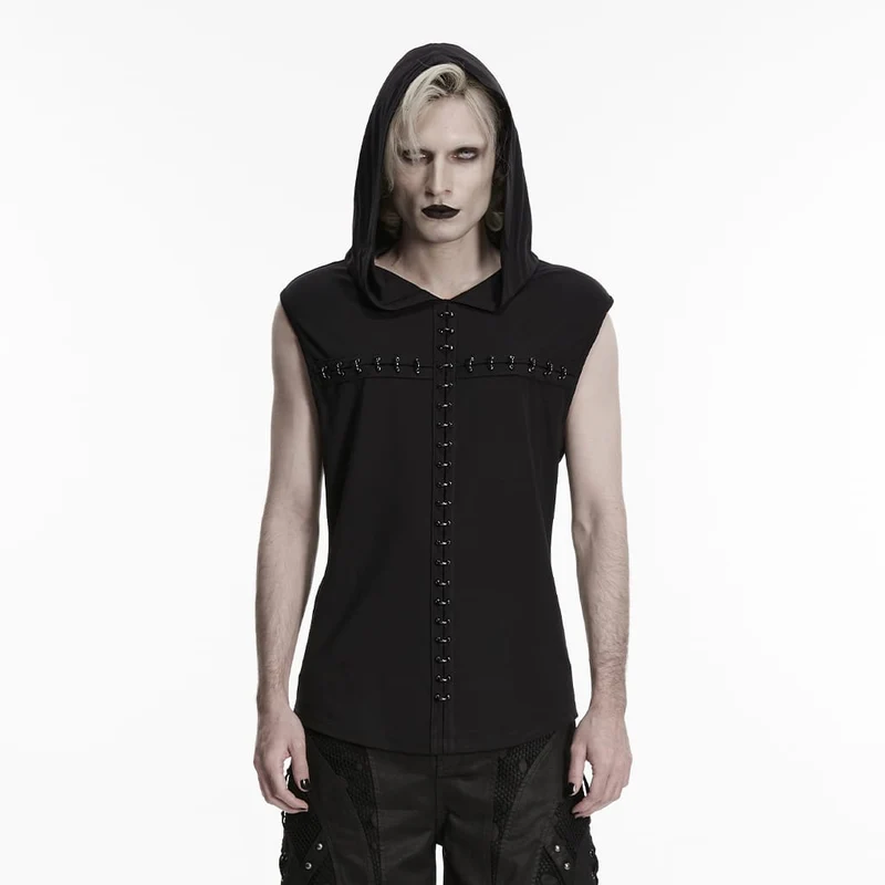 Gothic-Tanktop für Herren mit D-Ringen und Kreuzmotiv