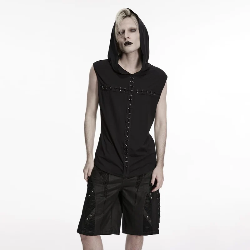 Gothic-Tanktop für Herren mit D-Ringen und Kreuzmotiv