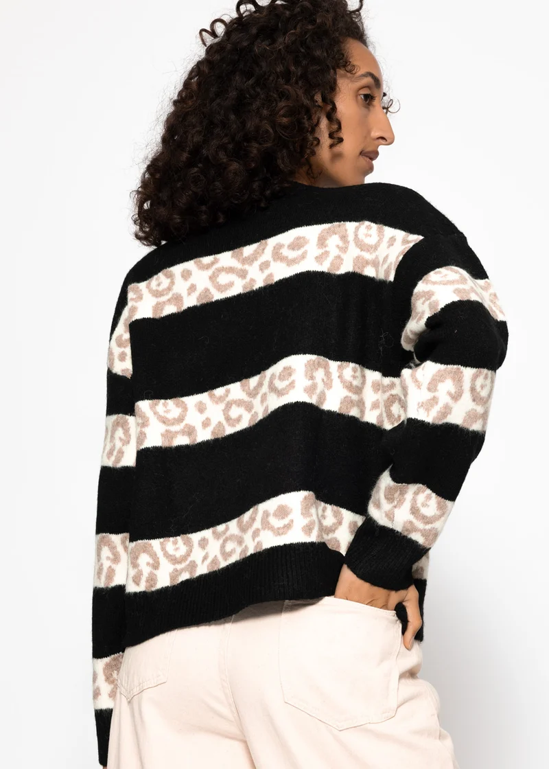 Pullover mit Leo-Streifen - schwarz
