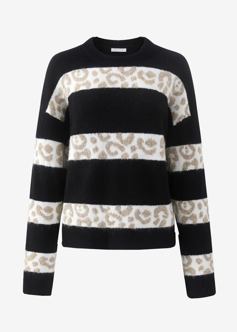 Pullover mit Leo-Streifen - schwarz